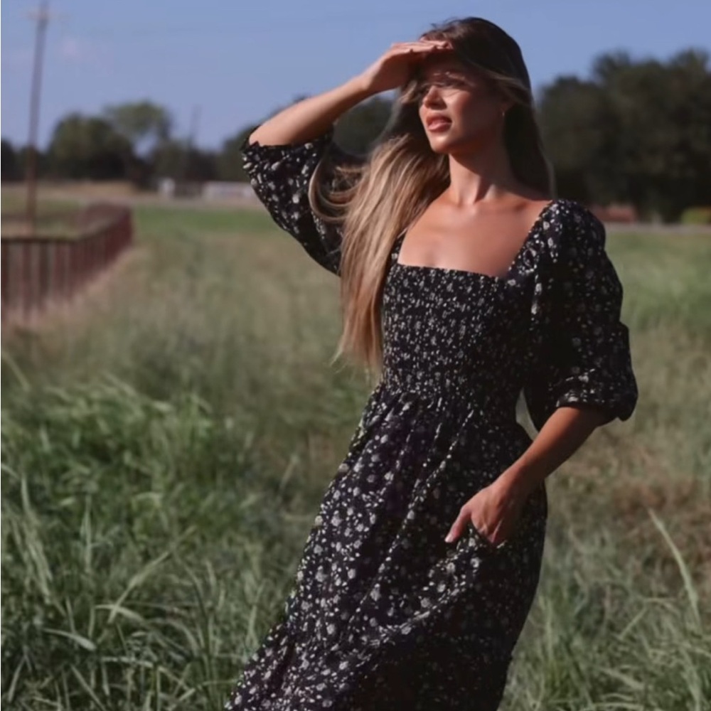 WORTH COLLECTIVE “FELICITY” Smocked MIDI DRESS, by PROMESA, SIZE M, Sold Out